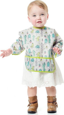 Bumkins Αδιάβροχη Ποδιά Πλαστική με Αυτοκόλλητο Sleeved Bib με Τσέπη & Μανίκια Cacti για 6 m+