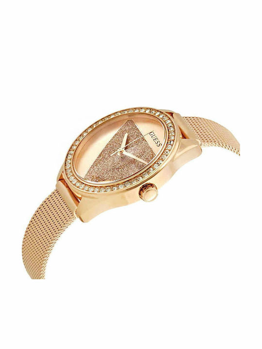 Guess Crystals Γυναικείο Ρολόι 36mm Μπαταρίας με Ροζ Χρυσό Μεταλλικό Μπρασελέ