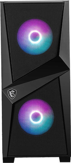 MSI MAG Forge 100R Gaming Midi Tower Κουτί Υπολογιστή με Πλαϊνό Παράθυρο και RGB Φωτισμό Μαύρο