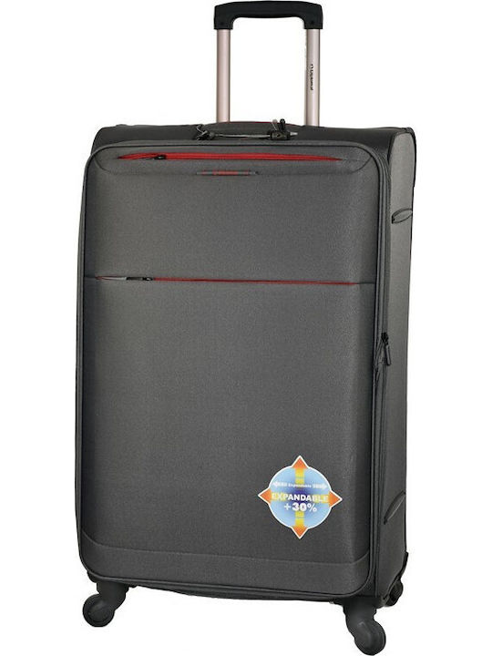 Diplomat Large The Athens Collection Large Fabric Gray Suitcase with 4 Wheels Height 78cm