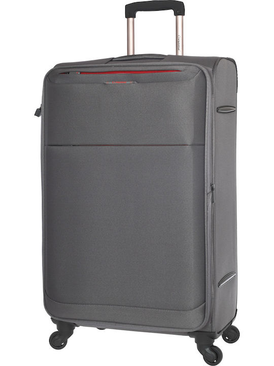 Diplomat Large The Athens Collection Large Fabric Gray Suitcase with 4 Wheels Height 78cm