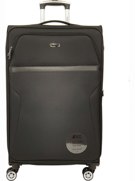 Diplomat Large The Atlanta Collection Fabric Black Suitcase Travel with 4 Wheels Height 78cm