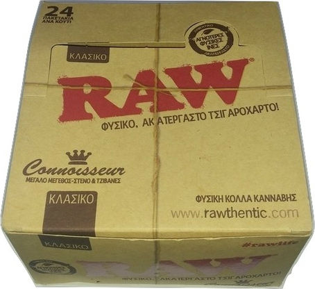Raw Classic Zigarettenpapiere Schlank King Size mit Kegelspitzen 32 Blätter 24Stück