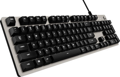 Logitech G413 Gaming Μηχανικό Πληκτρολόγιο με Romer-G Tactile διακόπτες και Φωτιζόμενα πλήκτρα (Αγγλικό US) Ασημί