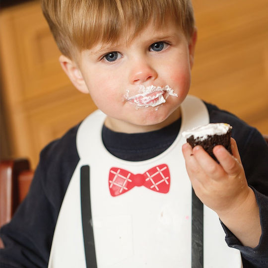Make my Day Scholar Waterproof Bib Silicone with Button & Pocket White for 6 m+