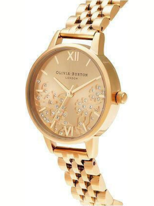 Olivia Burton Bejewelled Lace Damen Uhr mit Gold Metallarmband