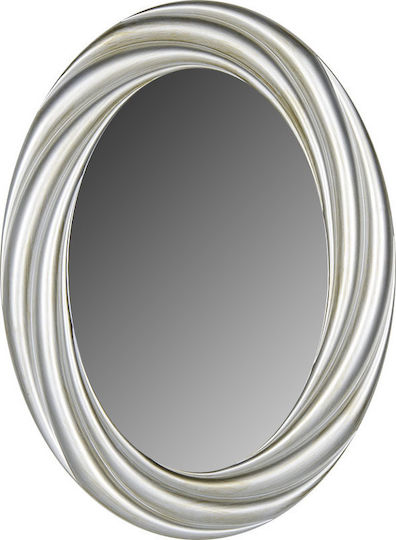 Homeplus Wandspiegel Oval mit Silber Kunststoff Rahmen 76x56cm 1Stück