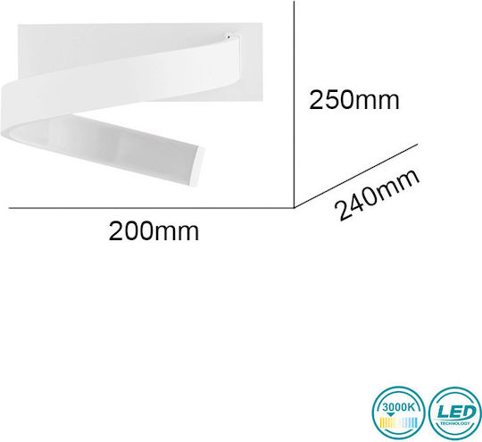 Ondaluce Nastro Modern Lumină de Perete cu LED Integrat și Lumină Alb Cald 24x20x25cm