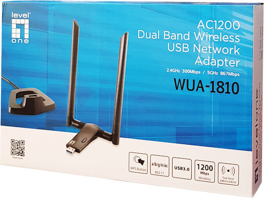 Level One WUA-1810E Αντάπτορας Δικτύου USB με Ασύρματη Σύνδεση Wi-Fi 867Mbps (v1)