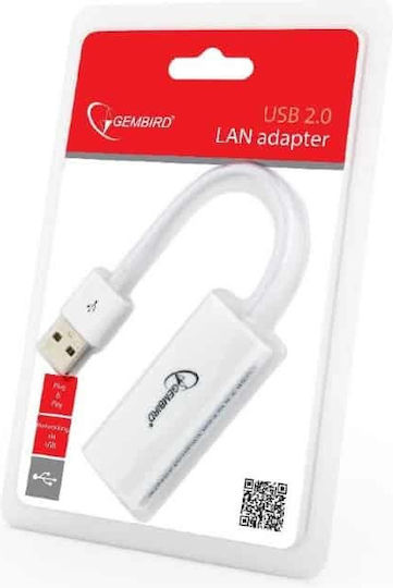 Gembird NIC-U2-02 Αντάπτορας Δικτύου USB με Ενσύρματη Σύνδεση Ethernet