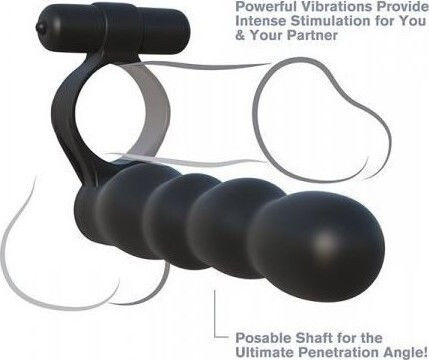 Pipedream Fantasy C-Ringz Posable Partner Double Penetrator Cock Ring Cock Negru