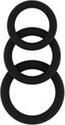 Shots Sono No.25 Cockring Set Комплект Пръстени Петел Силикон Черен 3бр SON025BLK