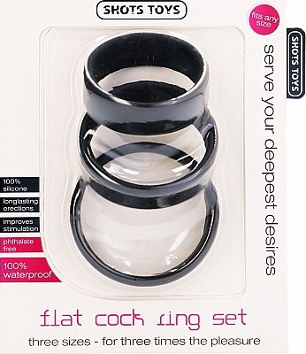 Shots Flat Cock Ring Set Σετ Δαχτυλίδια Πέους Σιλικόνης Μαύρα 3τμχ SHT390BLK
