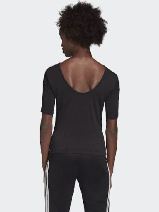 adidas Open Back 3-Stripes T-Shirt Μαύρο