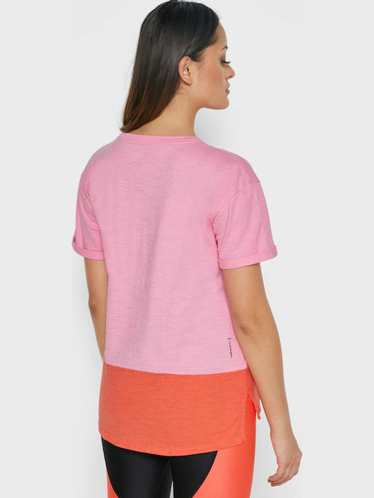 Under Armour Charged Damen Sportlich Baumwolle Bluse Kurzärmelig Rosa