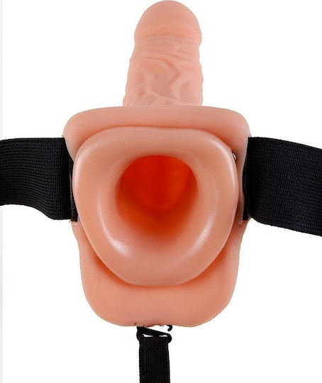 Pipedream Fetish Fantasy Series Vibrating Hollow Strap-On with Balls Harness with Dildo 19cm and Vibration in skin color
