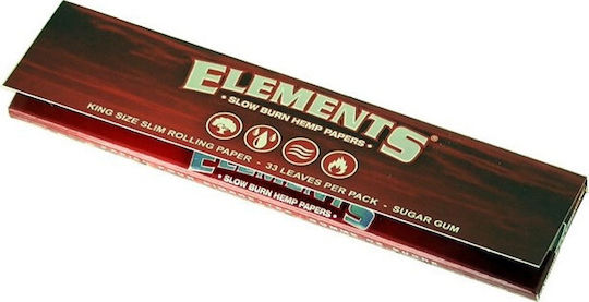 Elements Red Slow Burn Cigarette Rolling Papers Slim King Size 33 sheets 50pcs