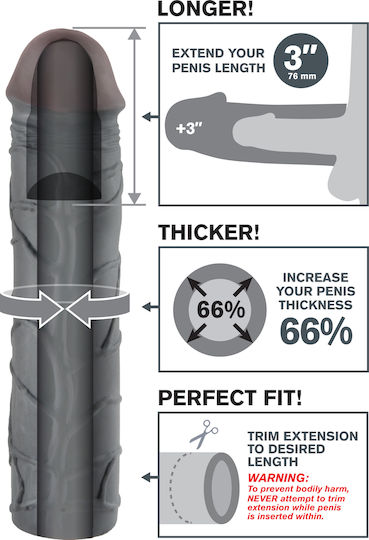 Pipedream Fantasy X-tensions Mega 3 Extension 23cm Black
