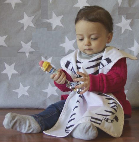 Little Champions Ποδιά Υφασμάτινη με Ενιαίο Λαιμό Bib Big Ζέβρα για 12 m+