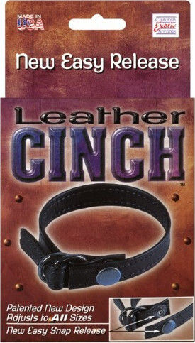 Calexotics Leather Cinch Adjustable Cockring with Snap Release Black