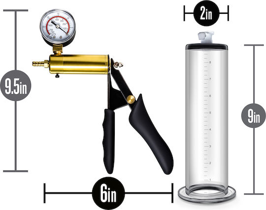 Blush Performance VX6 Vacuum Penis Pump With Brass Pistol & Pressure Gauge Τρόμπα Πέους Διάφανη