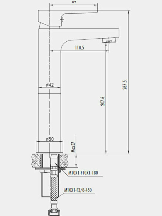 Creavit Sharp Mixing Tall Sink Faucet Gold