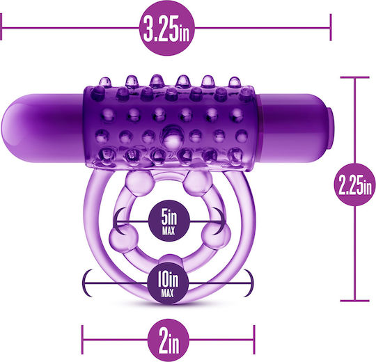 Blush Play With Me The Player Vibrating Double Strap Cock Ring 5cm Purple