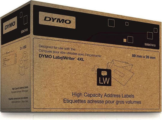 Dymo 1050 Autocolante Autoadezive pe Rolă pentru Imprimantă de Etichete 89x28mm 2buc