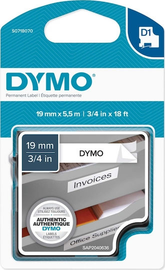 Dymo 16960 Label Maker Tape 5.5m x 19mm in White Colour Compatible with Dymo D1