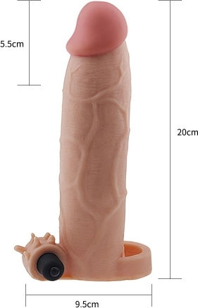 Lovetoy Pleasure X Tender Vibrating Penis Sleeve Προέκταση Πέους με Δόνηση Flesh 21cm