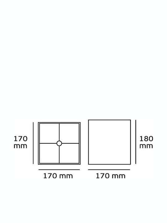VK Lighting Τετράγωνο Καπέλο Φωτιστικού Γκρι με Πλάτος 17cm