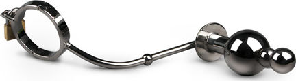 Sinner Gear Metalen Cockring + Peniskooi + Buttplug BDSM Accessory σε Ασημί Χρώμα
