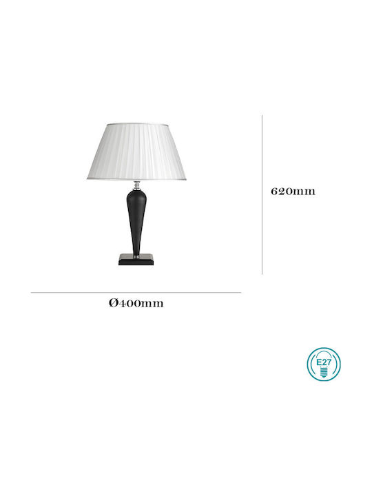 Ondaluce Ravel Metal Table Lamp for Socket E27 with White Shade and Black Base