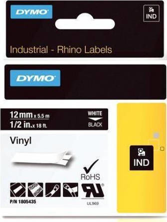 Dymo Label Maker Tape 5.5m x 12mm In Black Colour Compatible With Dymo D1 Dymo Rhino/IND