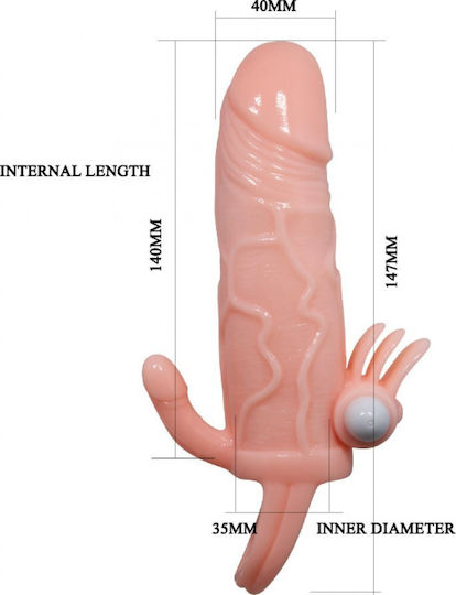 Baile Brave Man Vibe Προέκταση Πέους με Δόνηση Flesh 15cm