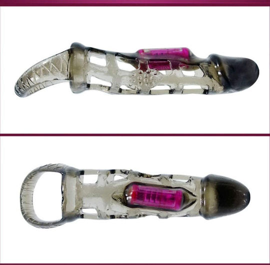 Baile Extension Vibrating Cock Sleeve Προέκταση Πέους με Δόνηση Μαύρη 13.5cm bI-26209