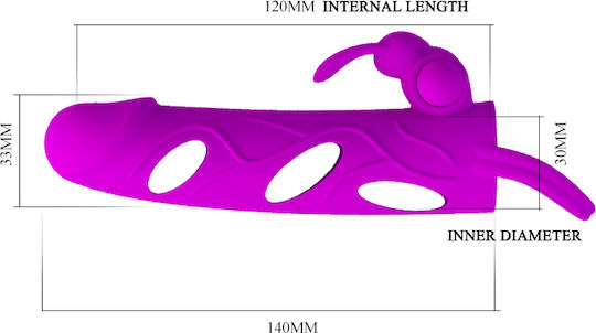 Pretty Love Penis Vibrating Sleeve Προέκταση Πέους mit Vibration Lila 14cm