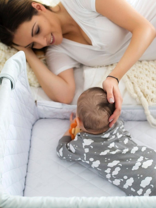 Lionelo Cradle Theo with Mattress, Side Opening, and Wheels Concrete