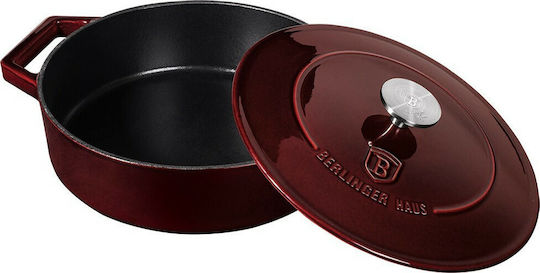 Berlinger Haus Metallic Line Shallow Pot made of Cast Iron 2.5lt / 26cm Burgundy