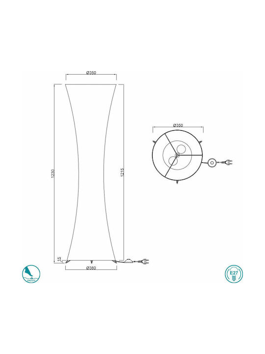 Trio Lighting Gravis Floor Lamp H123xW35cm. with Socket for Bulb E27 Gray