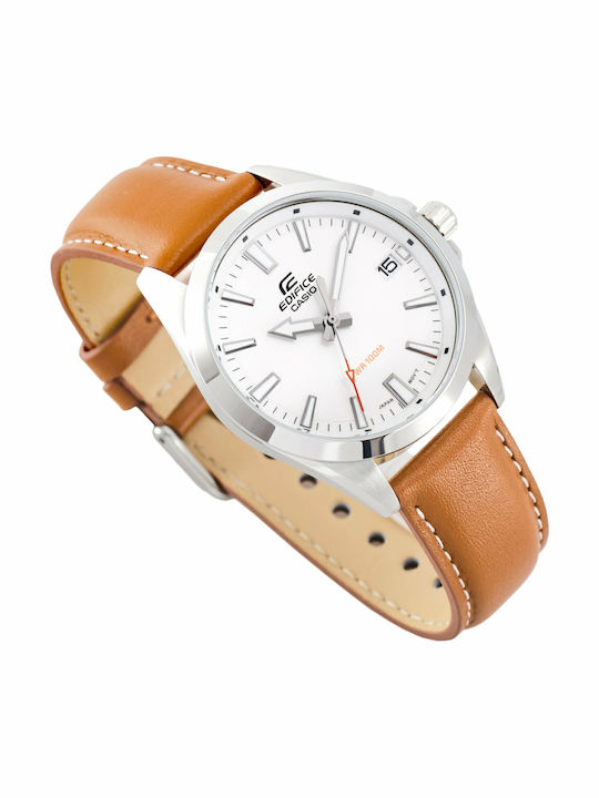 Casio Edifice Ανδρικό Ρολόι 42mm Μπαταρίας με Καφέ Δερμάτινο Λουράκι