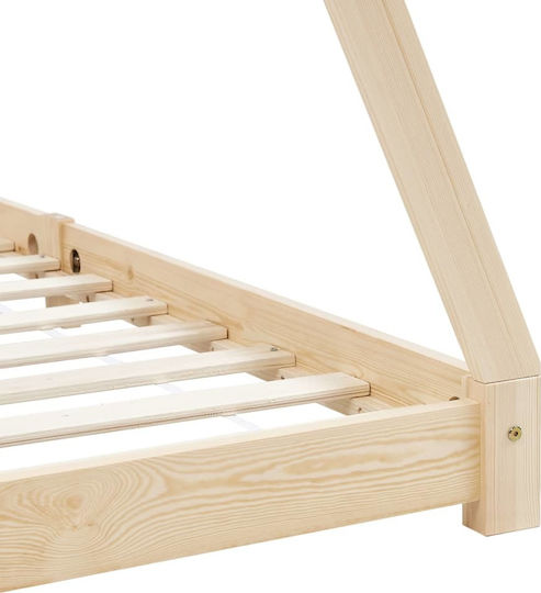 Παιδικό Κρεβάτι Montessori Μονό Καφέ για Στρώμα 90x200cm