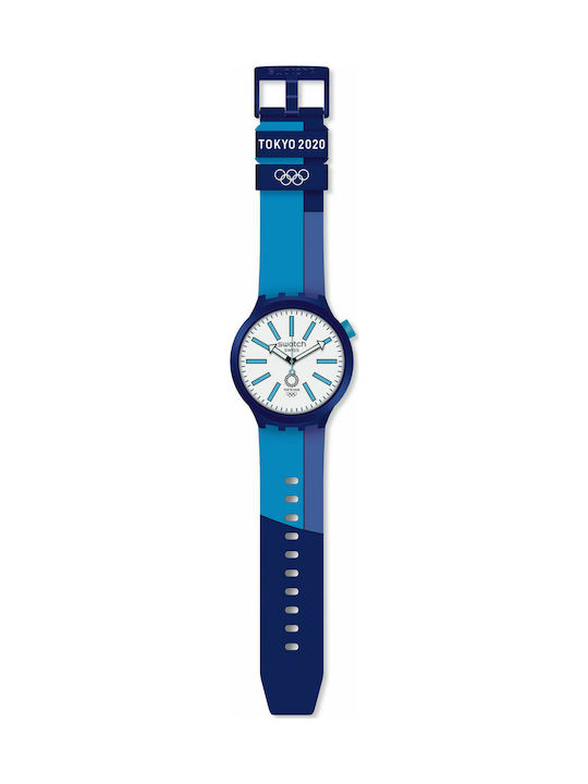 Swatch Bb Ai Uhr Batterie mit Blau Kautschukarmband