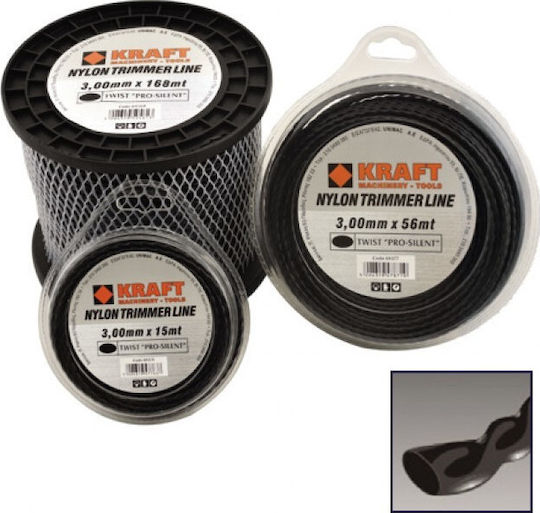 Kraft Pro Silent Oval Twist Brush Cutter Trimmer Line 2.4mm 15m 69372