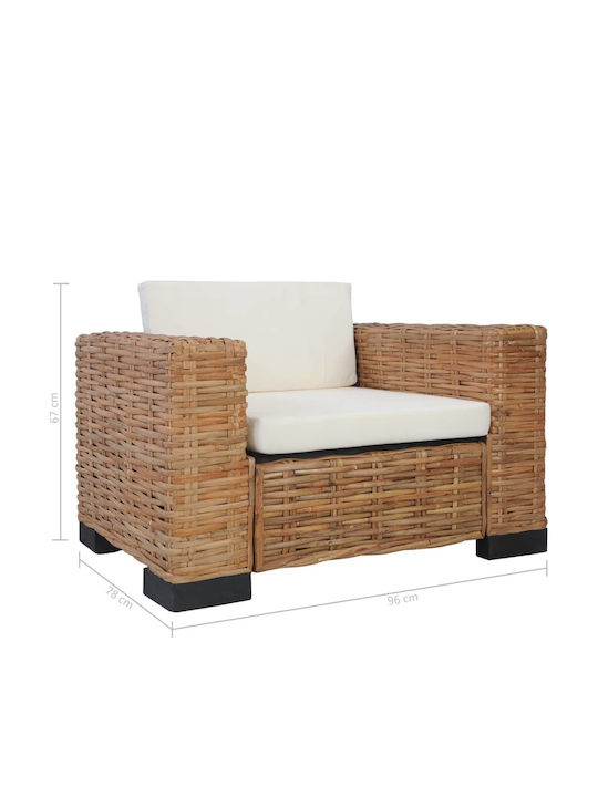 Outdoor Chair Rattan Brown with Cushion 1pcs 95x78x67cm.