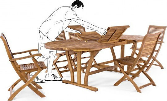 Garten- und Terrassentisch aus Akazie Ausziehbar Noemi 180(+60) x 100 x 74 cm