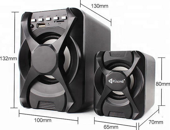 Kisonli U-2500BT 2.1 Wireless Speakers with Bluetooth 11W Black