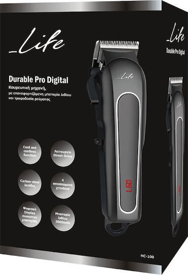 Life Durable Pro Επαγγελματική Κουρευτική Μηχανή Μαύρη 221-0117