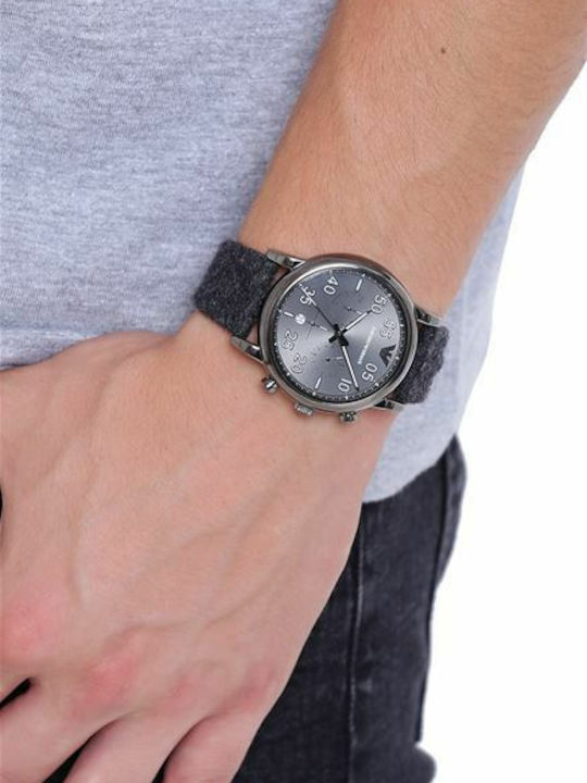 Emporio Armani Luigi Мъжки Часовник 43mm Хронограф На Батерия със Сива Текстилна Каишка