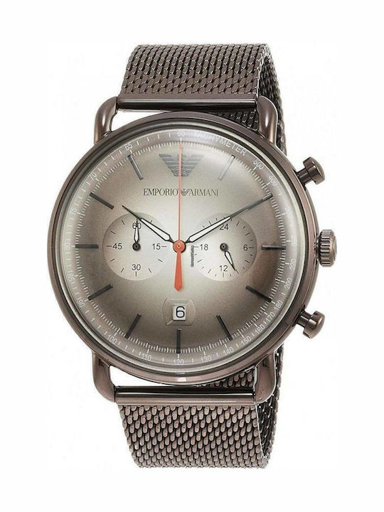 Emporio Armani Men's Watch 43mm Chronograph Battery with Brown Metal Bracelet
